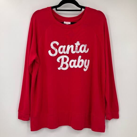 Isabel Maternity Target Red White Santa Baby Christmas Holiday Sweatshirt Top - Picture 1 of 6